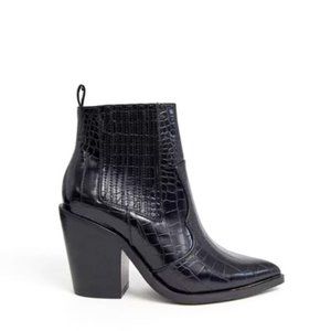 ASOS DESIGN Elliot western ankle boots in black croc